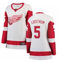 Women's Detroit Red Wings #5 Nicklas Lidstrom Authentic White Away Fanatics Branded Breakaway NHL Jersey