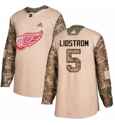 Youth Adidas Detroit Red Wings #5 Nicklas Lidstrom Authentic Camo Veterans Day Practice NHL Jersey
