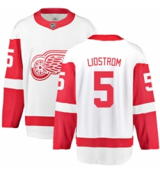 Youth Detroit Red Wings #5 Nicklas Lidstrom Fanatics Branded White Away Breakaway NHL Jersey