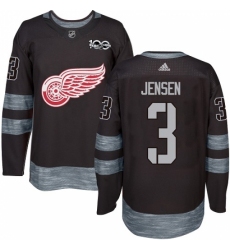 Men's Adidas Detroit Red Wings #3 Nick Jensen Authentic Black 1917-2017 100th Anniversary NHL Jersey