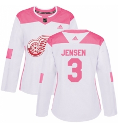 Women's Adidas Detroit Red Wings #3 Nick Jensen Authentic White/Pink Fashion NHL Jersey