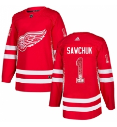 Men's Adidas Detroit Red Wings #1 Terry Sawchuk Authentic Red Drift Fashion NHL Jersey