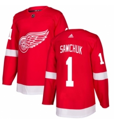 Men's Adidas Detroit Red Wings #1 Terry Sawchuk Premier Red Home NHL Jersey