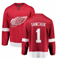 Men's Detroit Red Wings #1 Terry Sawchuk Fanatics Branded Red Home Breakaway NHL Jersey