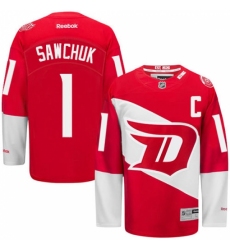 Men's Reebok Detroit Red Wings #1 Terry Sawchuk Authentic Red 2016 Stadium Series NHL Jersey