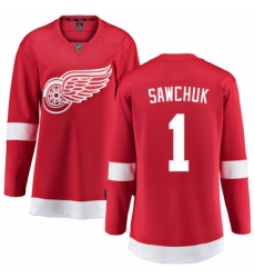 Women's Detroit Red Wings #1 Terry Sawchuk Fanatics Branded Red Home Breakaway NHL Jersey