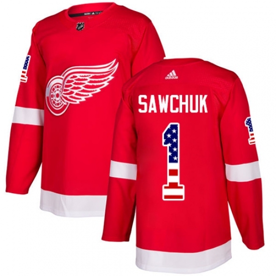 Youth Adidas Detroit Red Wings #1 Terry Sawchuk Authentic Red USA Flag Fashion NHL Jersey Youth Adidas Detroit Red Wings #1 Terry Sawchuk Authentic Red USA Flag Fashion NHL Jersey