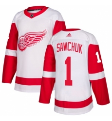Youth Adidas Detroit Red Wings #1 Terry Sawchuk Authentic White Away NHL Jersey