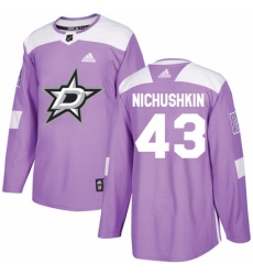 Men's Adidas Dallas Stars #43 Valeri Nichushkin Authentic Purple Fights Cancer Practice NHL Jersey