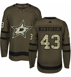 Men's Adidas Dallas Stars #43 Valeri Nichushkin Premier Green Salute to Service NHL Jersey