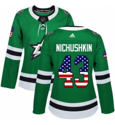 Women's Adidas Dallas Stars #43 Valeri Nichushkin Authentic Green USA Flag Fashion NHL Jersey