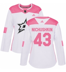 Women's Adidas Dallas Stars #43 Valeri Nichushkin Authentic White/Pink Fashion NHL Jersey