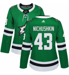 Women's Adidas Dallas Stars #43 Valeri Nichushkin Premier Green Home NHL Jersey