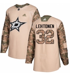 Youth Adidas Dallas Stars #32 Kari Lehtonen Authentic Camo Veterans Day Practice NHL Jersey