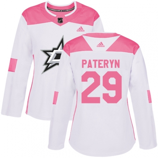 Women's Adidas Dallas Stars #29 Greg Pateryn Authentic White/Pink Fashion NHL Jersey Women's Adidas Dallas Stars #29 Greg Pateryn Authentic White/Pink Fashion NHL Jersey