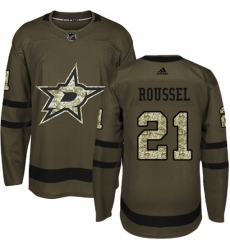 Youth Adidas Dallas Stars #21 Antoine Roussel Authentic Green Salute to Service NHL Jersey