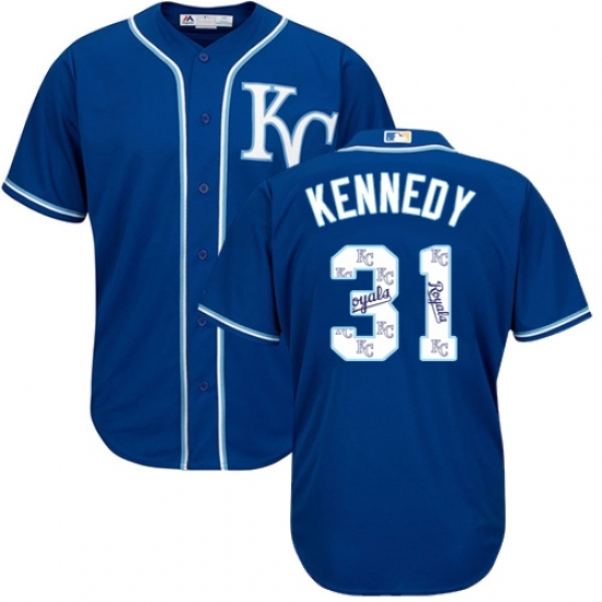 Men's Majestic Kansas City Royals #31 Ian Kennedy Authentic Blue Team Logo Fashion Cool Base MLB Jersey Men's Majestic Kansas City Royals #31 Ian Kennedy Authentic Blue Team Logo Fashion Cool Base MLB Jersey