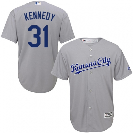 Men's Majestic Kansas City Royals #31 Ian Kennedy Replica Grey Road Cool Base MLB Jersey Men's Majestic Kansas City Royals #31 Ian Kennedy Replica Grey Road Cool Base MLB Jersey