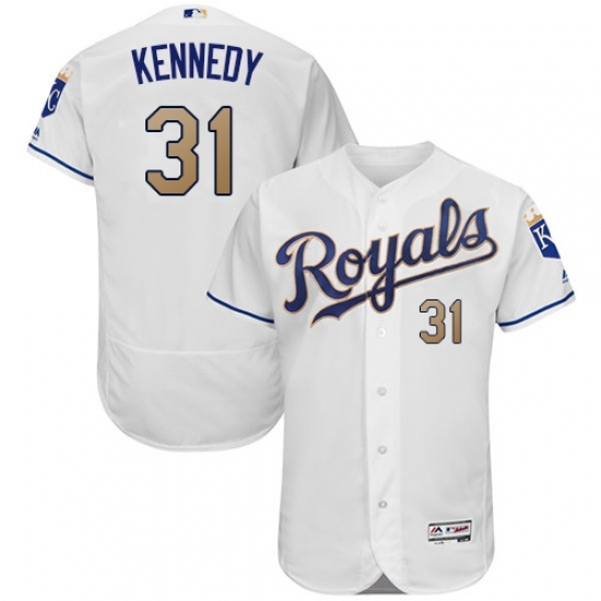 Men's Majestic Kansas City Royals #31 Ian Kennedy White Home Flex Base Authentic MLB Jersey Men's Majestic Kansas City Royals #31 Ian Kennedy White Home Flex Base Authentic MLB Jersey
