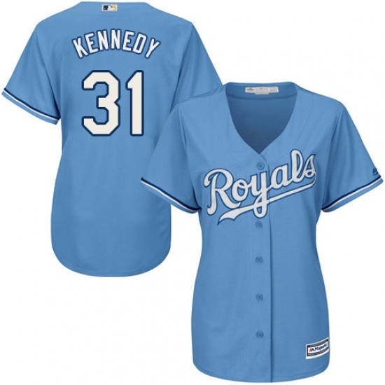 Women's Majestic Kansas City Royals #31 Ian Kennedy Replica Light Blue Alternate 1 Cool Base MLB Jersey Women's Majestic Kansas City Royals #31 Ian Kennedy Replica Light Blue Alternate 1 Cool Base MLB Jersey