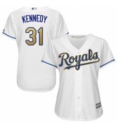Women's Majestic Kansas City Royals #31 Ian Kennedy Replica White Home Cool Base MLB Jersey Women's Majestic Kansas City Royals #31 Ian Kennedy Replica White Home Cool Base MLB Jersey