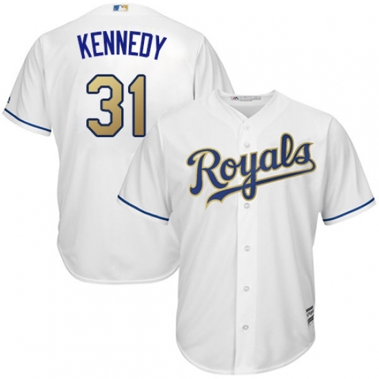 Youth Majestic Kansas City Royals #31 Ian Kennedy Replica White Home Cool Base MLB Jersey Youth Majestic Kansas City Royals #31 Ian Kennedy Replica White Home Cool Base MLB Jersey