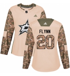 Women's Adidas Dallas Stars #20 Brian Flynn Authentic Camo Veterans Day Practice NHL Jersey