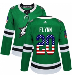 Women's Adidas Dallas Stars #20 Brian Flynn Authentic Green USA Flag Fashion NHL Jersey