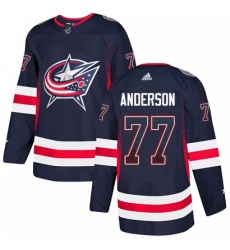 Men's Adidas Columbus Blue Jackets #77 Josh Anderson Authentic Navy Blue Drift Fashion NHL Jersey