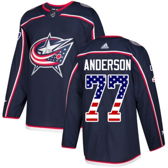Men's Adidas Columbus Blue Jackets #77 Josh Anderson Authentic Navy Blue USA Flag Fashion NHL Jersey Men's Adidas Columbus Blue Jackets #77 Josh Anderson Authentic Navy Blue USA Flag Fashion NHL Jersey