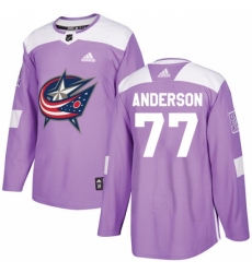 Youth Adidas Columbus Blue Jackets #77 Josh Anderson Authentic Purple Fights Cancer Practice NHL Jersey