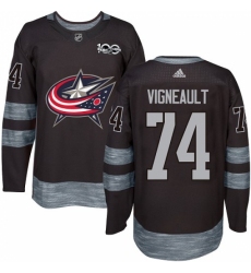 Men's Adidas Columbus Blue Jackets #74 Sam Vigneault Authentic Black 1917-2017 100th Anniversary NHL Jersey