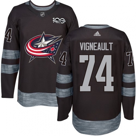 Men's Adidas Columbus Blue Jackets #74 Sam Vigneault Authentic Black 1917-2017 100th Anniversary NHL Jersey Men's Adidas Columbus Blue Jackets #74 Sam Vigneault Authentic Black 1917-2017 100th Anniversary NHL Jersey