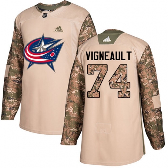 Men's Adidas Columbus Blue Jackets #74 Sam Vigneault Authentic Camo Veterans Day Practice NHL Jersey Men's Adidas Columbus Blue Jackets #74 Sam Vigneault Authentic Camo Veterans Day Practice NHL Jersey