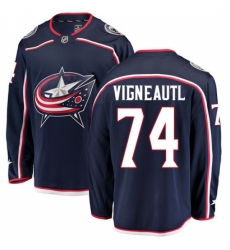 Men's Columbus Blue Jackets #74 Sam Vigneault Authentic Navy Blue Home Fanatics Branded Breakaway NHL Jersey Men's Columbus Blue Jackets #74 Sam Vigneault Authentic Navy Blue Home Fanatics Branded Breakaway NHL Jersey