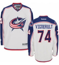 Men's Reebok Columbus Blue Jackets #74 Sam Vigneault Authentic White Away NHL Jersey