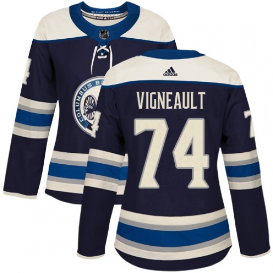 Women's Adidas Columbus Blue Jackets #74 Sam Vigneault Authentic Navy Blue Alternate NHL Jersey Women's Adidas Columbus Blue Jackets #74 Sam Vigneault Authentic Navy Blue Alternate NHL Jersey