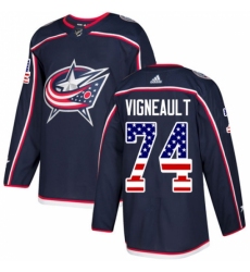 Youth Adidas Columbus Blue Jackets #74 Sam Vigneault Authentic Navy Blue USA Flag Fashion NHL Jersey