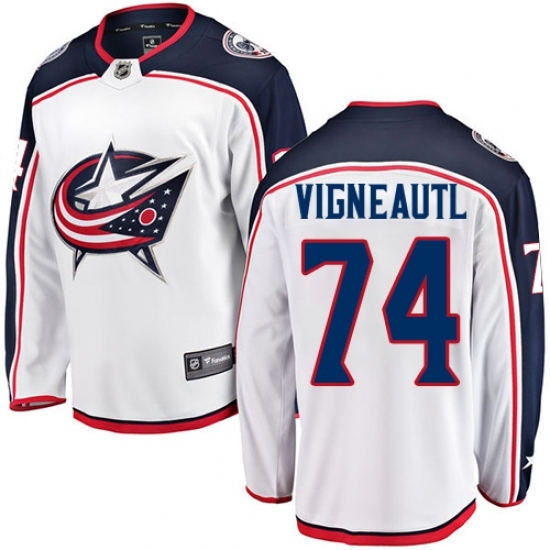 Youth Columbus Blue Jackets #74 Sam Vigneault Authentic White Away Fanatics Branded Breakaway NHL Jersey Youth Columbus Blue Jackets #74 Sam Vigneault Authentic White Away Fanatics Branded Breakaway NHL Jersey