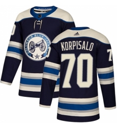 Men's Adidas Columbus Blue Jackets #70 Joonas Korpisalo Authentic Navy Blue Alternate NHL Jersey Men's Adidas Columbus Blue Jackets #70 Joonas Korpisalo Authentic Navy Blue Alternate NHL Jersey