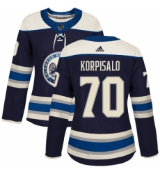 Women's Adidas Columbus Blue Jackets #70 Joonas Korpisalo Authentic Navy Blue Alternate NHL Jersey Women's Adidas Columbus Blue Jackets #70 Joonas Korpisalo Authentic Navy Blue Alternate NHL Jersey