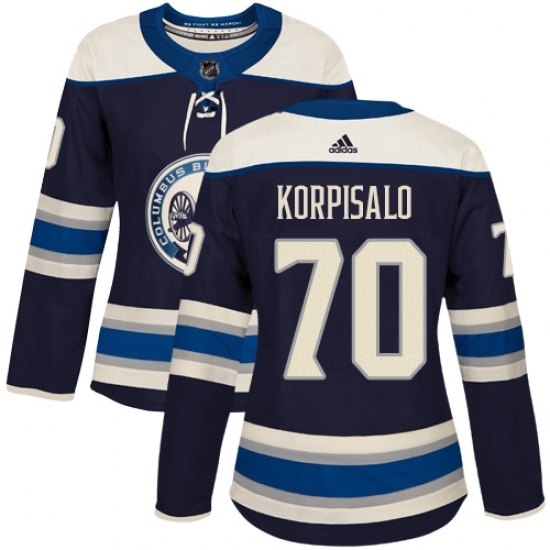 Women's Adidas Columbus Blue Jackets #70 Joonas Korpisalo Authentic Navy Blue Alternate NHL Jersey Women's Adidas Columbus Blue Jackets #70 Joonas Korpisalo Authentic Navy Blue Alternate NHL Jersey