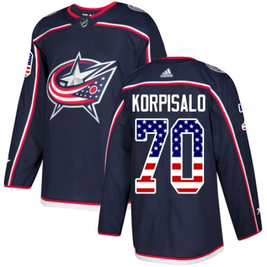 Youth Adidas Columbus Blue Jackets #70 Joonas Korpisalo Authentic Navy Blue USA Flag Fashion NHL Jersey Youth Adidas Columbus Blue Jackets #70 Joonas Korpisalo Authentic Navy Blue USA Flag Fashion NHL Jersey