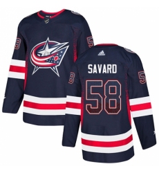 Men's Adidas Columbus Blue Jackets #58 David Savard Authentic Navy Blue Drift Fashion NHL Jersey
