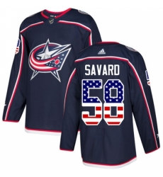 Men's Adidas Columbus Blue Jackets #58 David Savard Authentic Navy Blue USA Flag Fashion NHL Jersey
