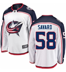 Men's Columbus Blue Jackets #58 David Savard Fanatics Branded White Away Breakaway NHL Jersey