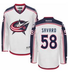 Men's Reebok Columbus Blue Jackets #58 David Savard Authentic White Away NHL Jersey