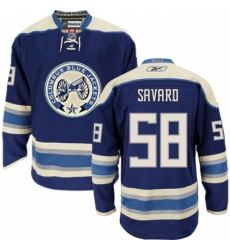 Men's Reebok Columbus Blue Jackets #58 David Savard Premier Navy Blue Third NHL Jersey