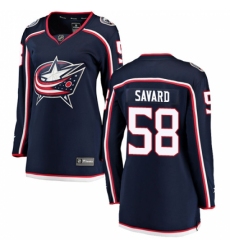 Women's Columbus Blue Jackets #58 David Savard Fanatics Branded Navy Blue Home Breakaway NHL Jersey