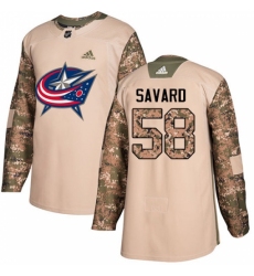 Youth Adidas Columbus Blue Jackets #58 David Savard Authentic Camo Veterans Day Practice NHL Jersey